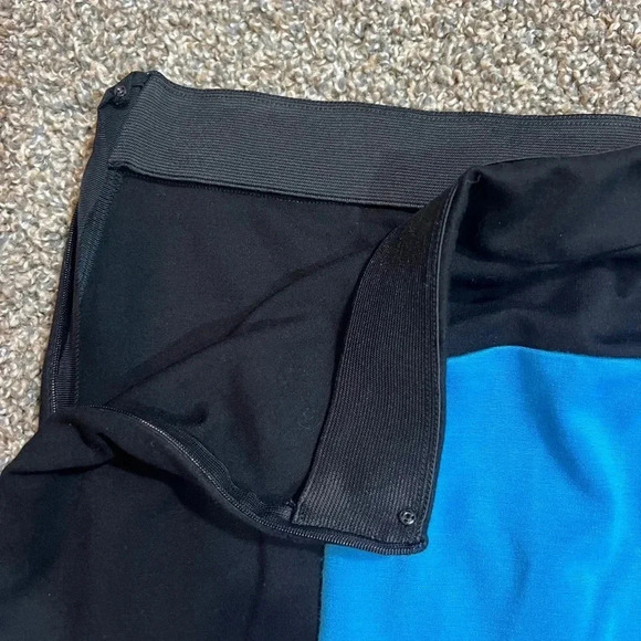 ANN TAYLOR SKIRT MINI MID BLUE BLACK WHITE COLORBLOCK STRETCH PLUS SIZE 14 - Picture 4 of 9